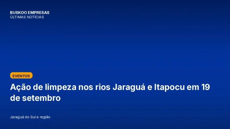 Ação de limpeza nos rios Jaraguá e Itapocu em 19 de setembro