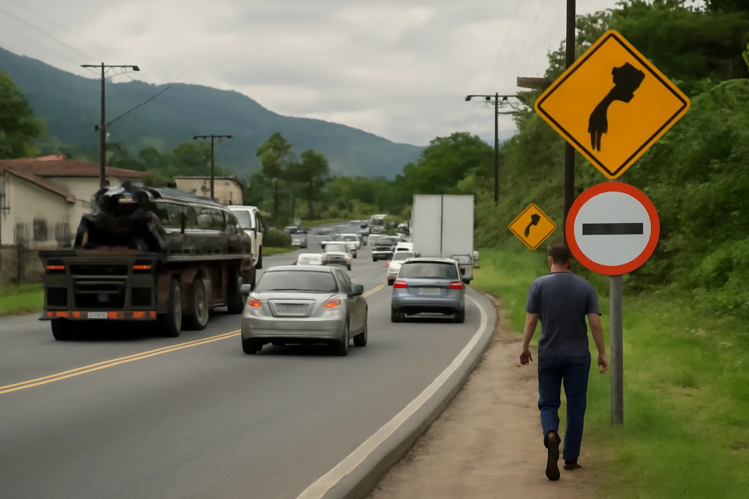 Acidente entre carreta e carro bloqueia trecho da BR-280 em Corupá