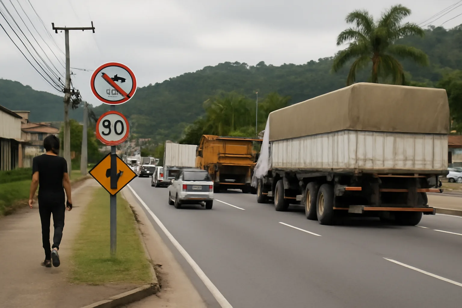 Colisão entre caminhões na Avenida Prefeito Waldemar Grubba