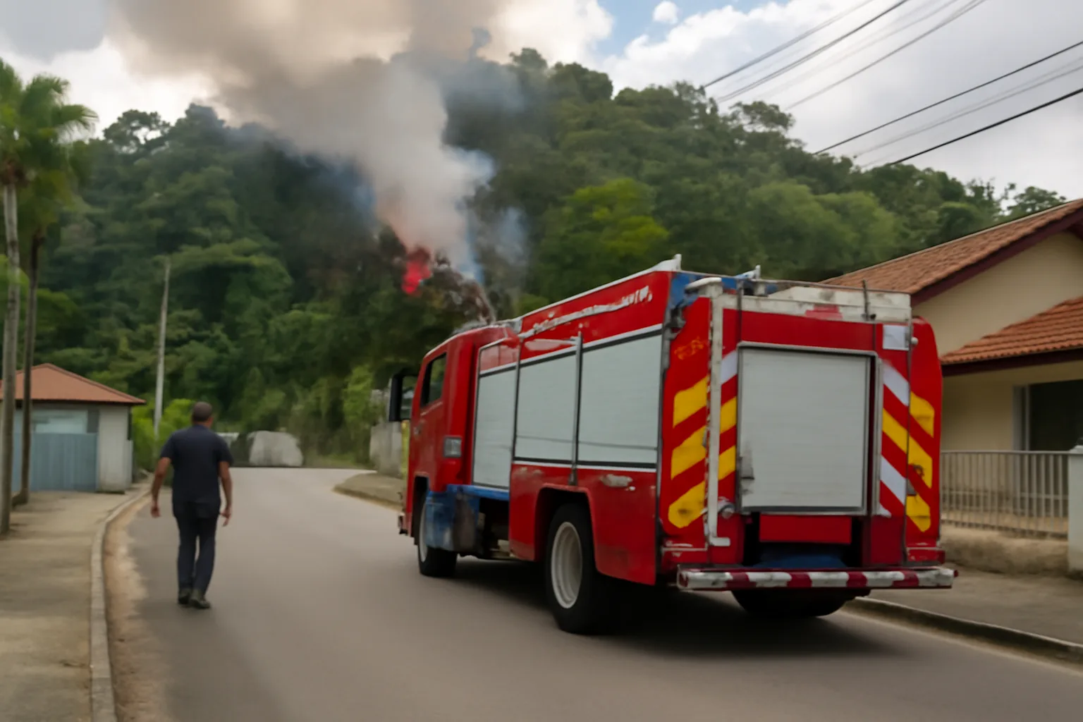 Incêndio em vegetação mobiliza bombeiros em Schroeder
