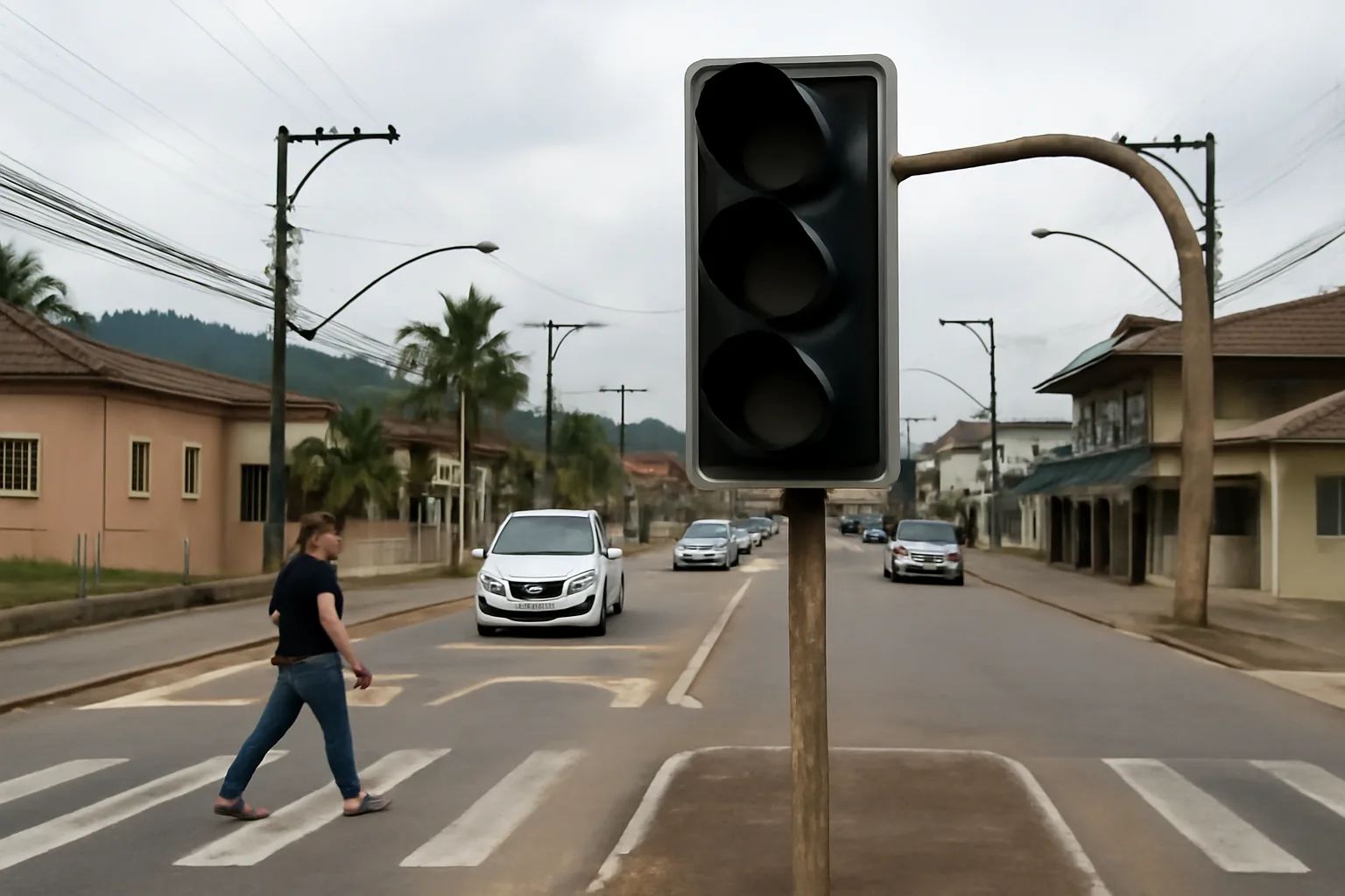 Semáforo permanece desligado no Centro de Schroeder