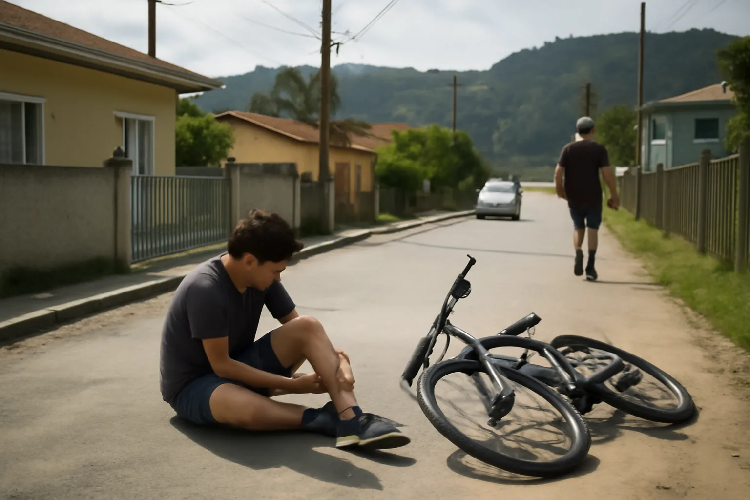 Adolescente de 14 anos fica ferido em queda de bicicleta