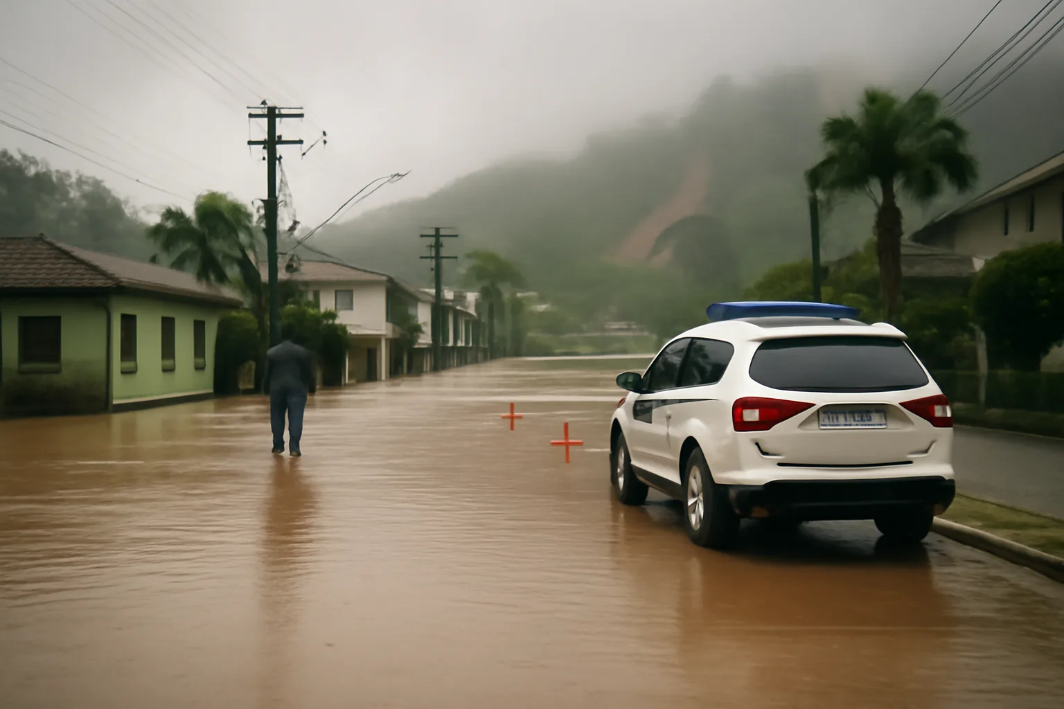 Chuva forte provoca alagamentos e deslizamento em Jaraguá do Sul
