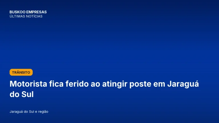 Motorista fica ferido ao atingir poste em Jaraguá do Sul