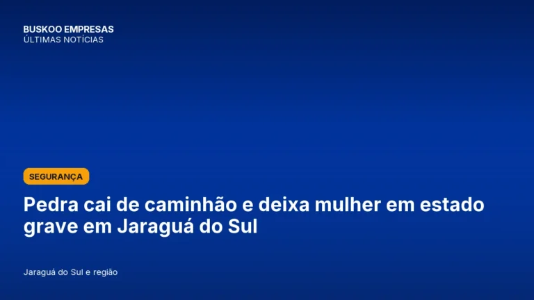 Pedra cai de caminhão e deixa mulher em estado grave em Jaraguá do Sul