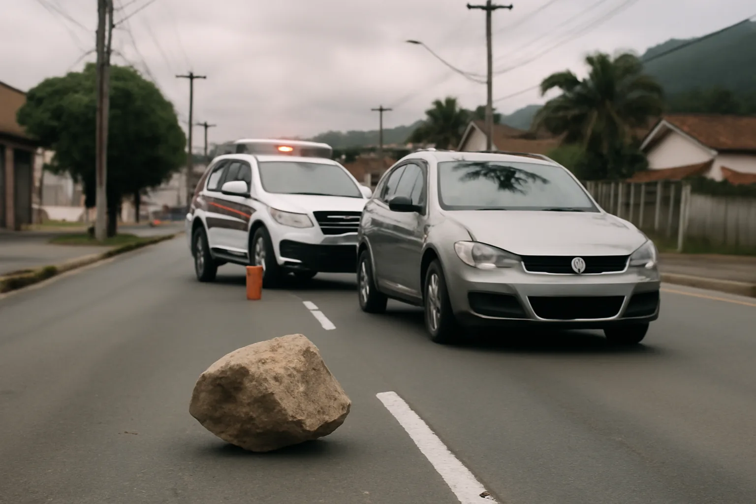 Pedra cai de caminhão e deixa mulher em estado grave em Jaraguá do Sul